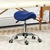 Saddle Stool, Height Adjustable Salon Chair for Massage Spa, Faux Leather, Dark Blue