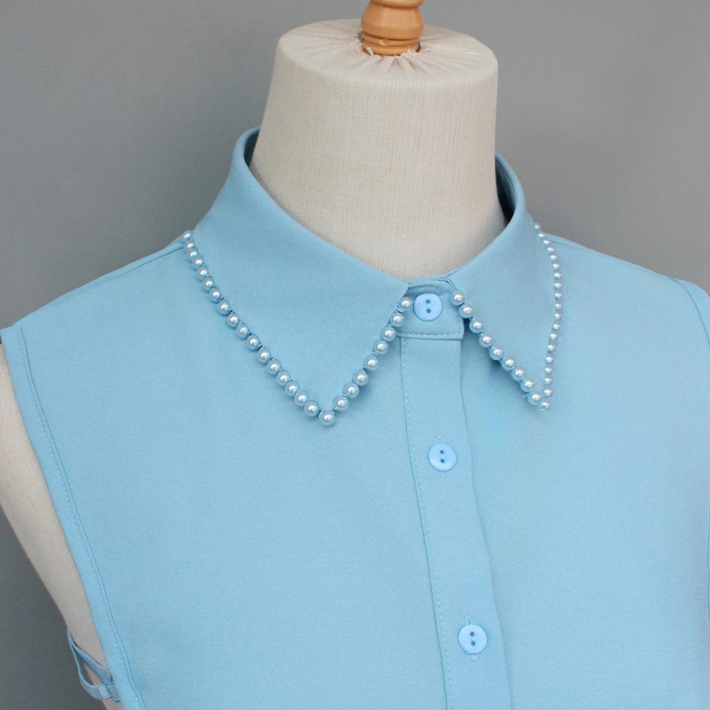 Exquisite fake collars with hand-sewn pearl embellishments. These decorative collars are unique, versatile, and detachable. The