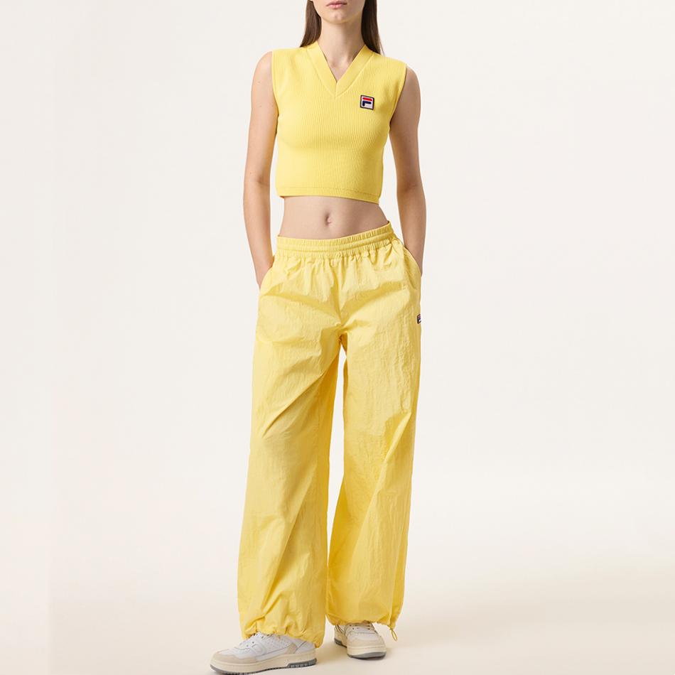 FILA X Hailey Collaboration SS25 Fashion Versatile Comfortable Lace-Up Casual Pants Unisex pants Yellow A71W523802F-YE
