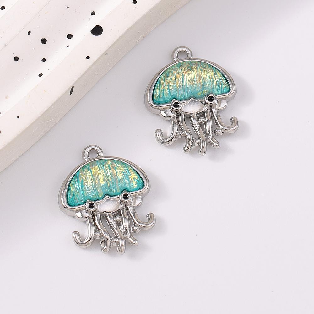 5pcs Cute Crystal Jellyfish Pendant Charms for Jewelry Making Necklace Earrings Bracelet DIY Handmade Accessories