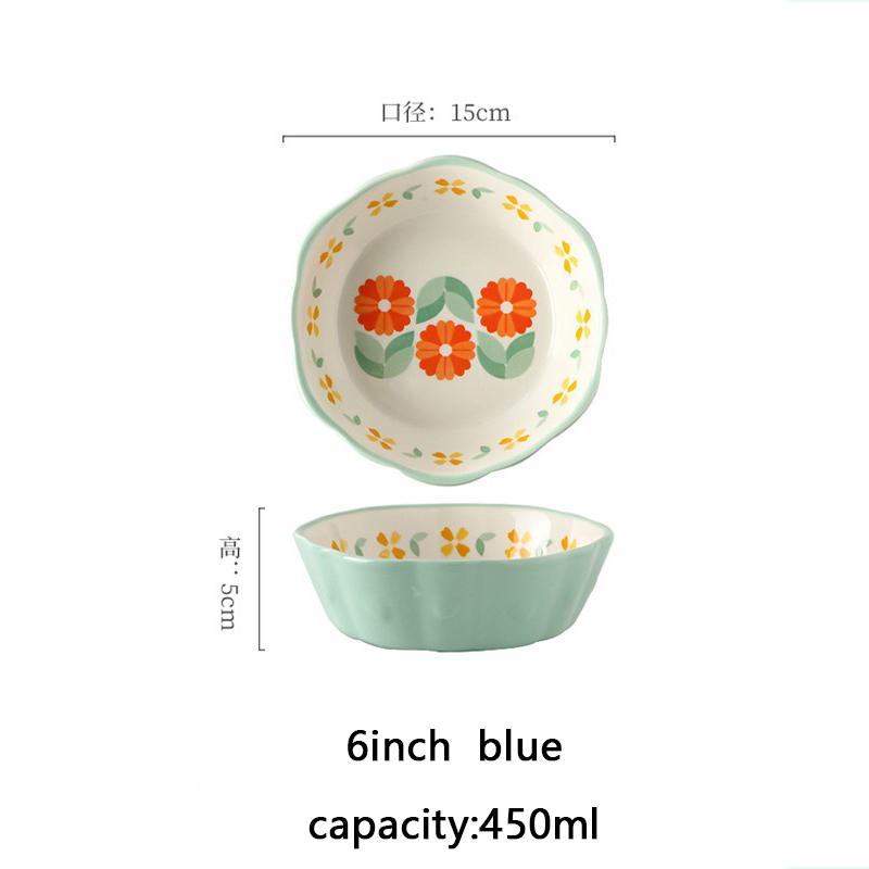 6-inch Flower Shaped Ceramic Salad Bowl Air Fryer Bowl Kitchen Dessert Snack Plate Household Baked Rice And Fruit Bowl