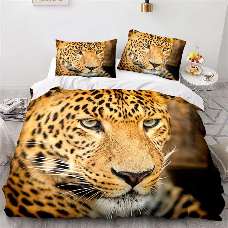 Leopard Duvet Cover Set Twin King Size African Safari Animal Bedding Set Jungle Wildlife Comforter Cover Cheetah Quilt Cover