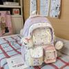 Spring new color contrasting two-piece backpack for primary and secondary school students, high-value dopamine make-up bag for high school students