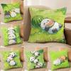 Cartoon Panda Cute Animals Pillow Case Comfort Sofa Bed Silky elegant Invisible zipper Decorative cushion cover