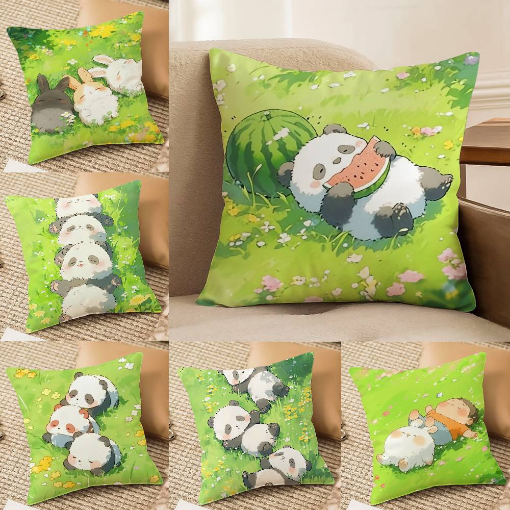 Cartoon Panda Cute Animals Pillow Case Comfort Sofa Bed Silky elegant Invisible zipper Decorative cushion cover