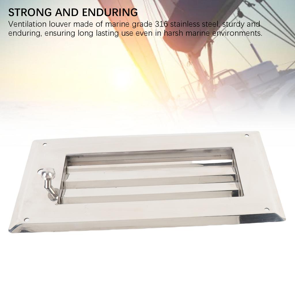 Stainless Steel Louvered Vent 11.81x5.91in Adjustable Rectangular Air Grill Cover Ventilation Louver for Boats Yachts RVs