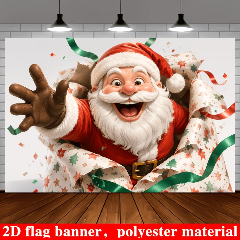 1Pcs Cheerful Santa Claus Decoration Background Winter Backdrop Decorations For Photo Studio Photo Booth Christmas Party