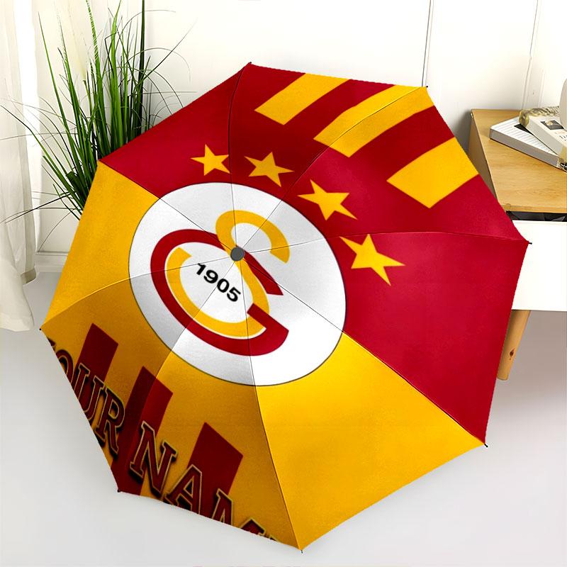 1 PC Automatic Folding Umbrella - Galatasaray S Custom Name Pattern, Portable & Foldable Design with 8 Ribs, Christmas Birthday Gifts