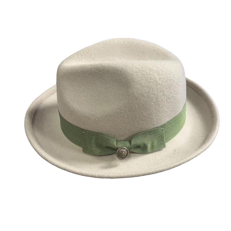 

Wool Fedora Hat with Bow Women Men Ladies Elegant Fedoras Wide Brim Jazz Felt Hat Vintage Bucket Panama Autumn Winter Cap NZ357 58-60CM хаки