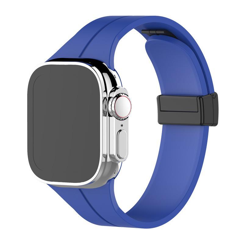 Compatible Silicone Magnetic Folding Buckle Band for Apple Watch S9/8/7/6/SE/Ultra