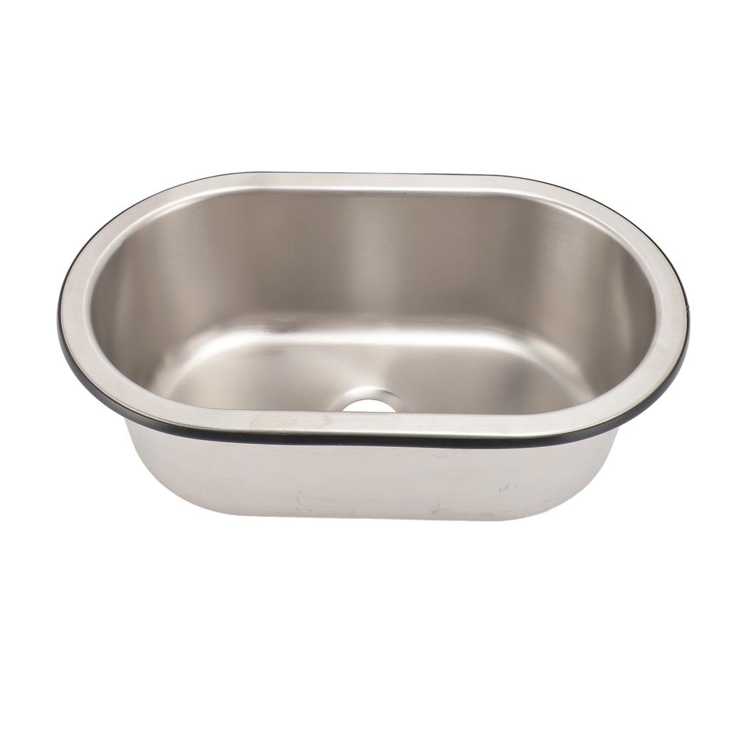 304 Stainless Steel Bar Sink Oval Shaped Washbasin Sink with 40mm Drain Hole for Boat Caravan RV Camper 13.6 X 8 X 5.2in