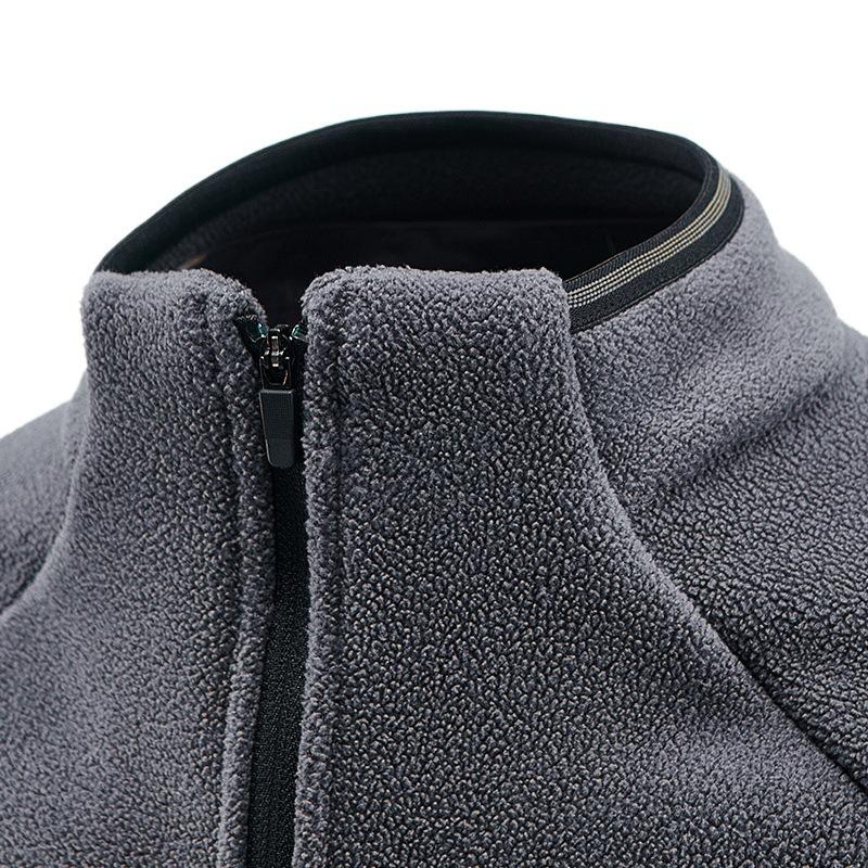 Men's Fleece Jacket, Half Zip Hoodie with Fleece Jacket, Inner Lining, Fleece Long Sleeved T-shirt, Round Neck Jacket