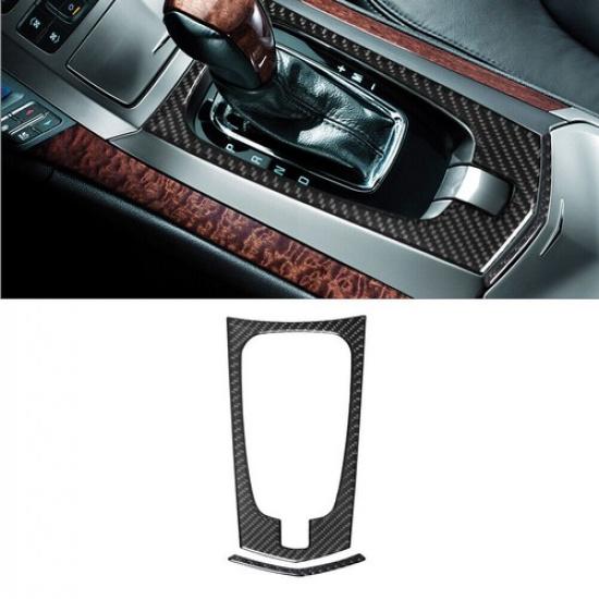 2Pcs For 2008-13 Cadillac CTS Carbon Fiber Interior Gear Shift Cover Trim