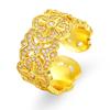 Elegant Chinese-Inspired Gold-Plated Vajra Ring with Cubic Zirconia - Women's Luxurious Ruyi Design and Long-Lasting Color Retention