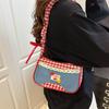 Leisure Denim Underarm Bag Rural Style Crossbody Bag Sweet Lattice Shoulder Bag  Students