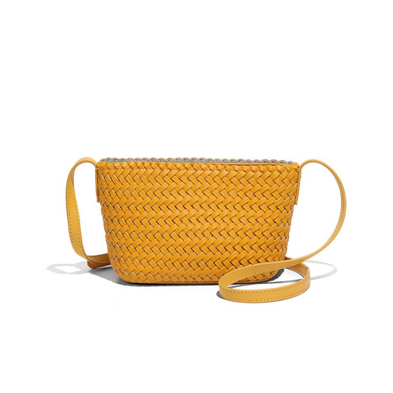 

Premium sense hand-woven women s bag 25 new soft leather vegetable basket bucket bag commuter messenger boat bag mobile phone bag