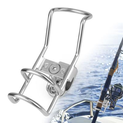 Suporte de Vara de Pesca em Aço Inoxidável 316 Montado em Trilho com Fixação por Abraçadeira Fio Duplo Para Barco de Pesca Caiaque 25Mm Suporte de Vara de Pesca Marinho