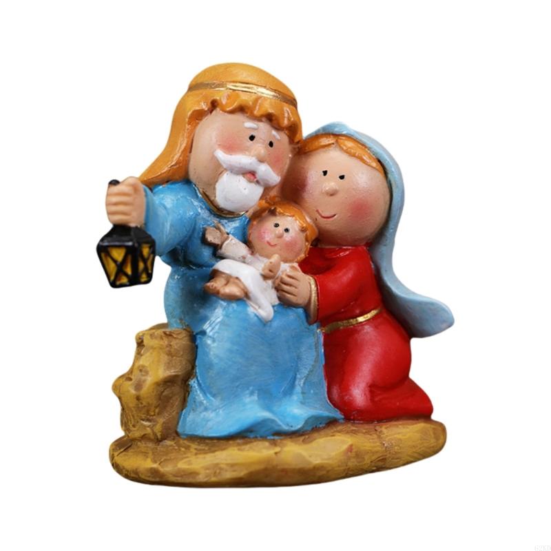 62KD Christmas Nativity Scene Resins Tabletop Decors Christian Celebration Display