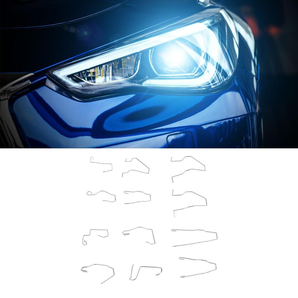 12PCS Headlight Bulb Spring Clip Holding Spring Clip, Universal Automotive Headlight Clip with 12
