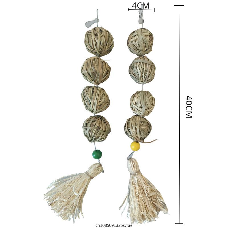 Bunny Chew Toy for Teeth Hay Grass Treat Bunny Chew Toys Small Pets Dental Care Handwoven Grass Balls Cage Toys Pet Products