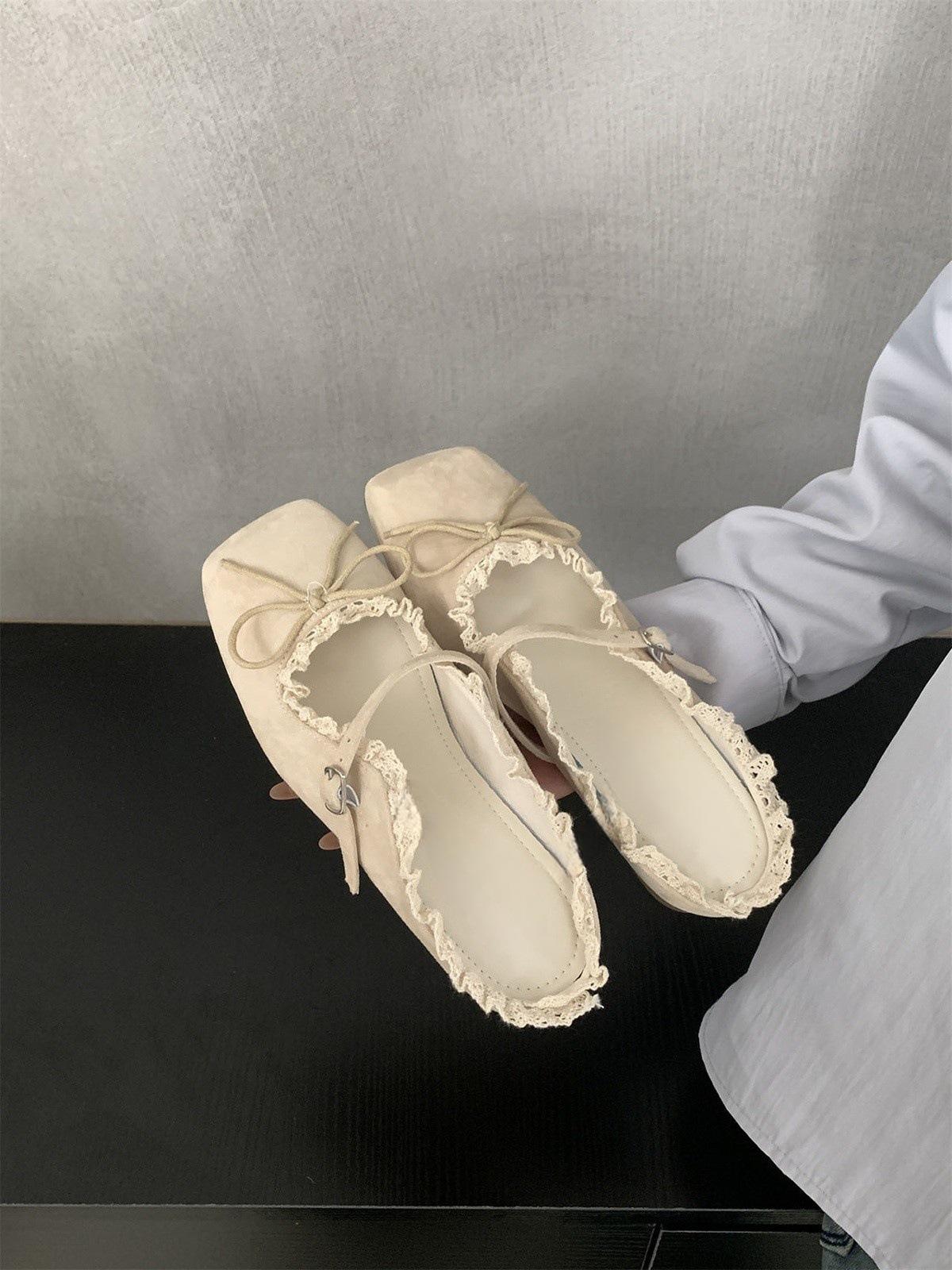 

Gentle Evening Wind Ballet Bow Baotou Low Heel Sandals Women s Mary Jane Single Shoes 35