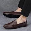 Men's Genuine Leather Slip-On Loafers - Spring/Summer Driving Shoes, Cowhide, Large Sizes Available