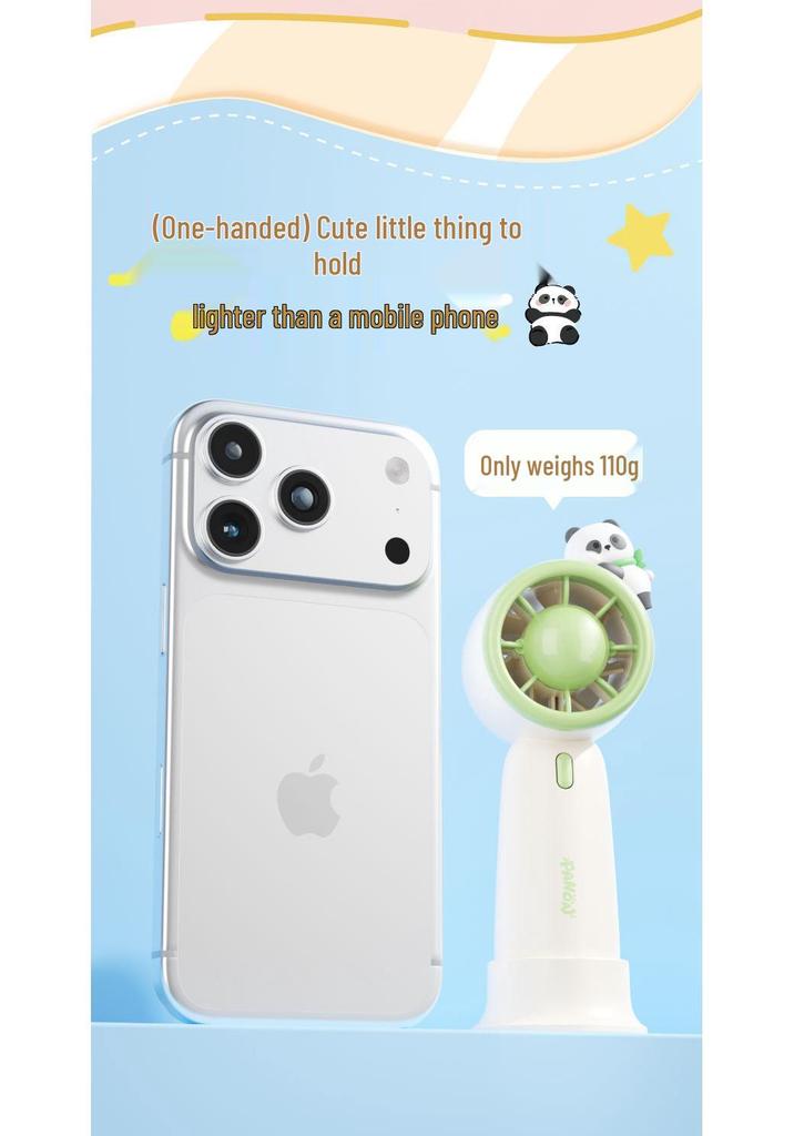 Cartoon USB Rechargeable Mini Handheld Fan - Outdoor Portable with Powerful Wind