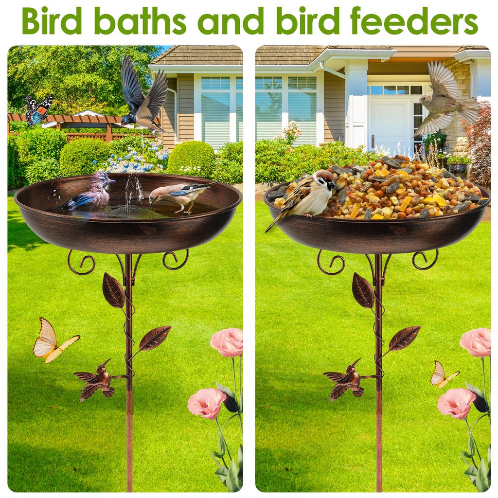 Solar Bird Bath Fountain Pump 81CM Iron Garden Birdbath Set Vintage Standing Birdbath Bowl Water Fountain for Outdoor Decoration