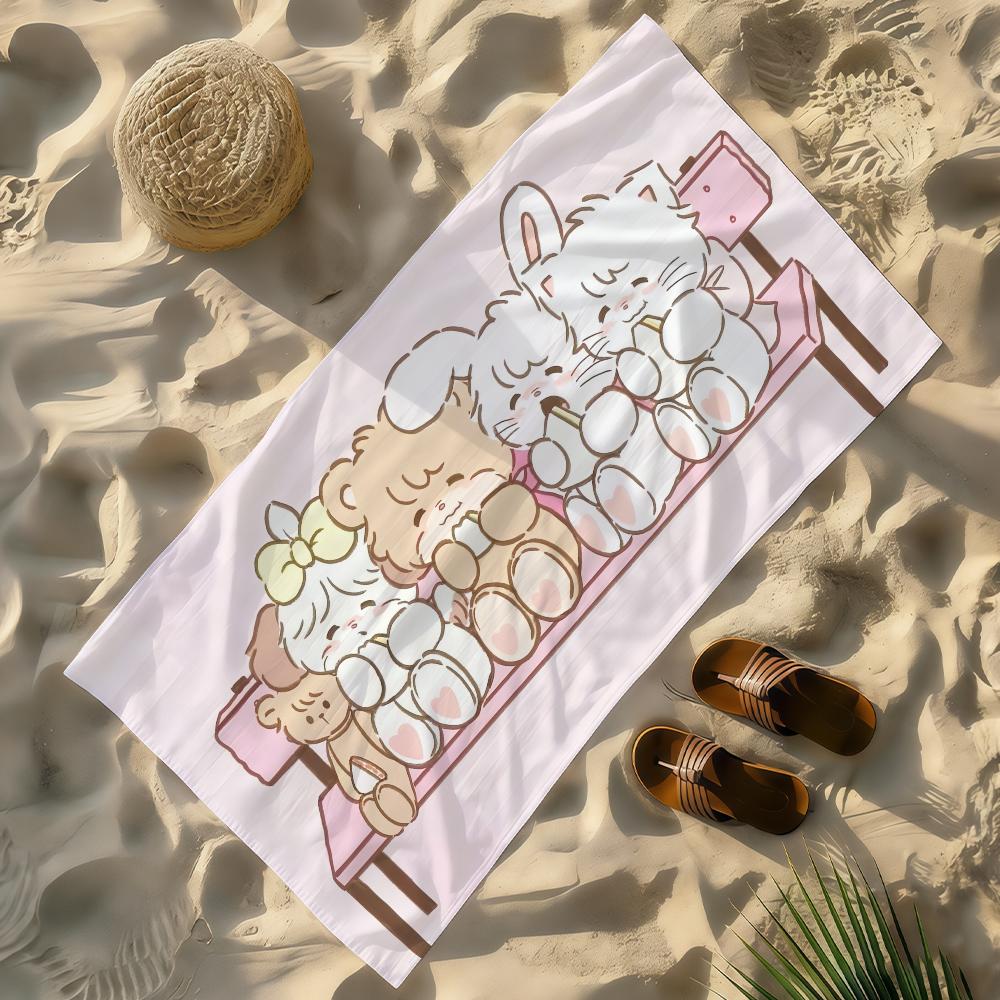Cartoon M-Mikko Kawaii I-illustrations Towel Soft Lightweight Anti-Sand Large Beach Towel Quick-Drying Bath Sports Family