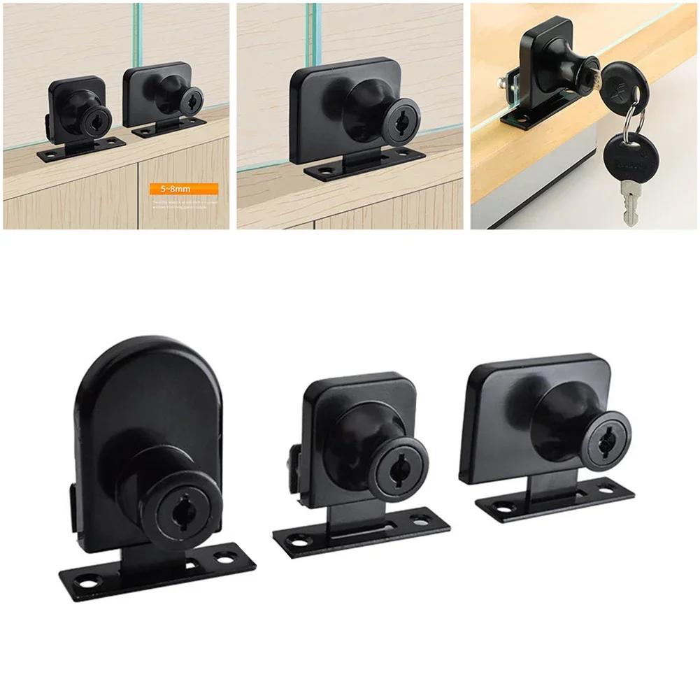 Vitrinenschloss, Glasschiebetürschloss, 2 Schlüssel, für 5–8 mm Glas, Sicherheitsschlösser, ohne Bohren, Türbeschläge