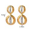Yori Two Tone Silver Color Gold Color Tone Oval Earrings Metal Charm Texture Jewelry Accessories Xmas gift