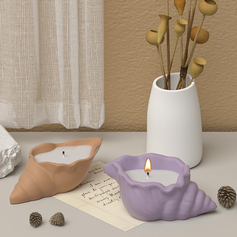1Pc DIY Epoxy Gypsum Conch Storage Box Ornament Mould Scented Candle Cup Conch Candle Cup Silicone Mould