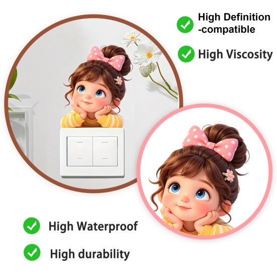 Switch Sticker, 3D Lying Girl Design Electrostatic Window Clings, Easy Peel & Stick Window Sticker for Kids Room Balcony Bathroom