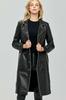 Trench Coat Lambskin Handmade Original Leather Formal Style Casual Stylish Black Women