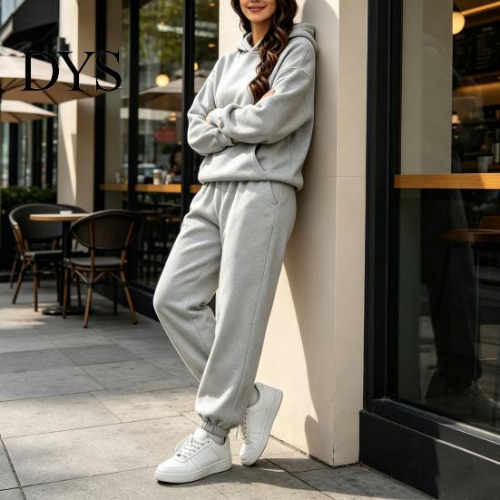 Gym Workout Clothing Women's Two Piece Tracksuit Set, Long Sleeve Hoodie & High Waisted Soft Set Joggers Sweatpants, Casual Sportswear Matching Outfit