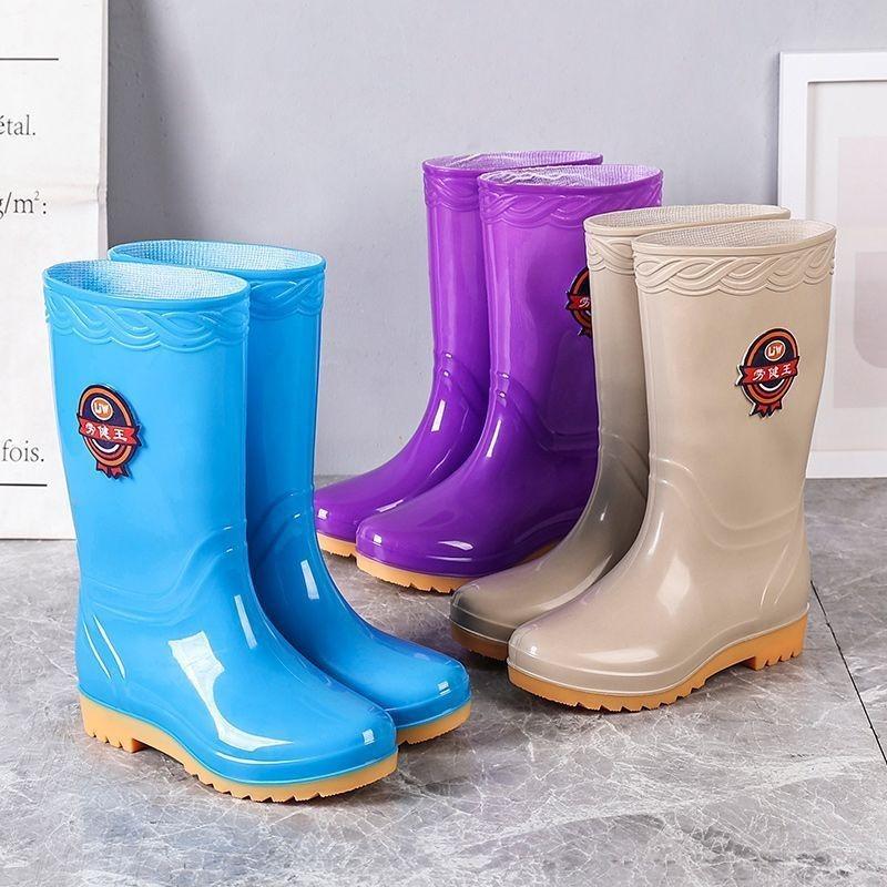 Rain shoes women's high tube water shoes fashion medium tube rain shoes non-slip beef tendon sole rain boots labor insurance work water boots