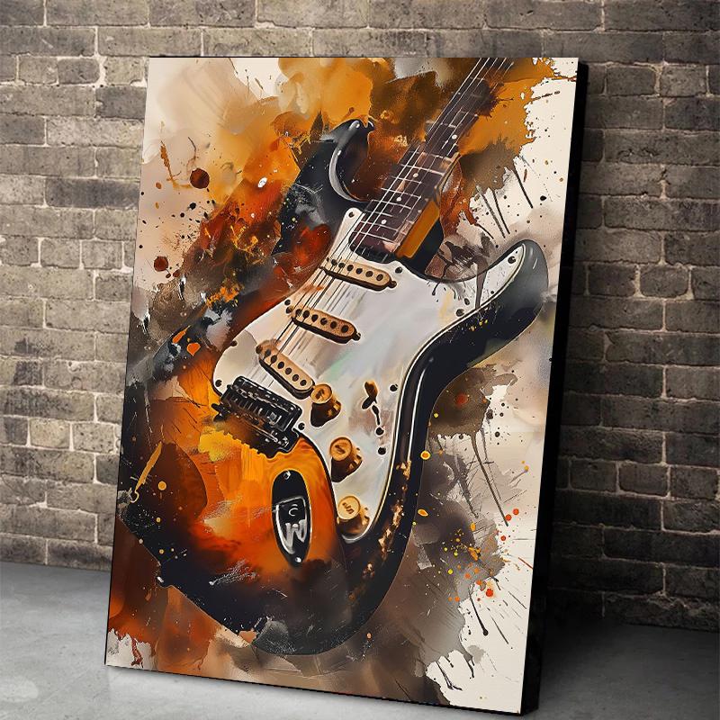 Electric Guitar Trendy Musical Instrument Poster Modern Abstract Fashion Design Canvas Art Painting Picture Bar Home Decor Gi