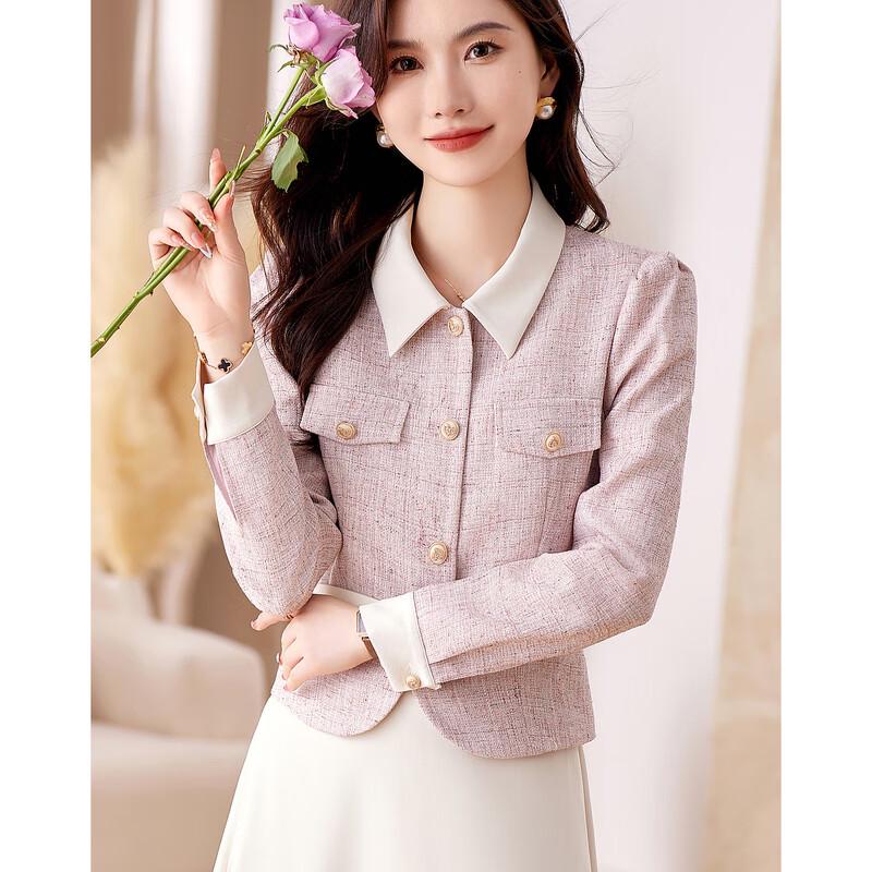 Damen-Modeanzug im rosa Tweed-Stil