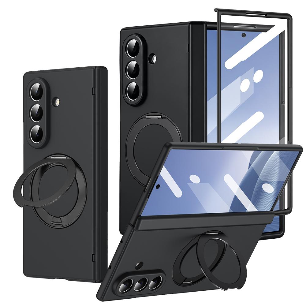 VIETAO Anti-Fingerprint Full Cover Magnetic Phone Case for Galaxy Z Fold 8 7/6/5 with 360° Rotatable Holder, Built-In Glass Film
