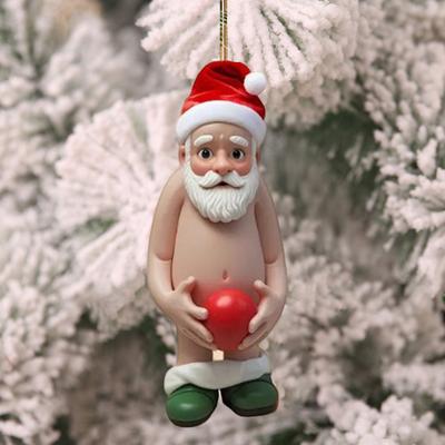 Weihnachtsmann-Anhänger aus Acryl, Weihnachtsbaum, hängende Dekoration, Acryl, lustiges Cartoon-Weihnachtsmann-Ornament für Haustür, Kaminsims-Dekor