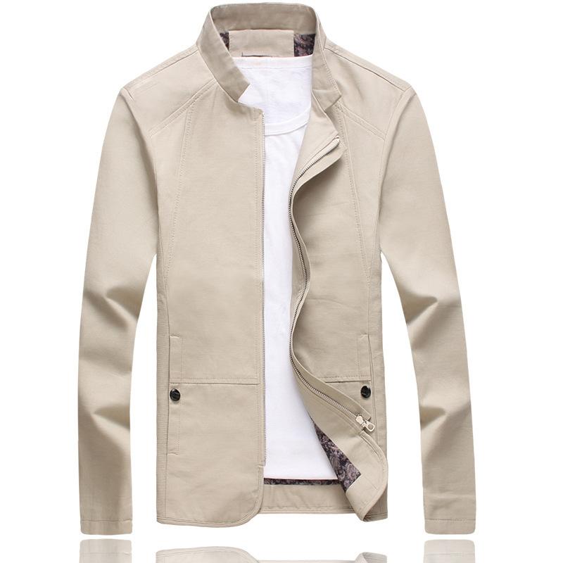 Lente en Herfst Jas Opstaande Kraag Katoen Gewassen Jas Heren Koreaanse Versie Slim Fit