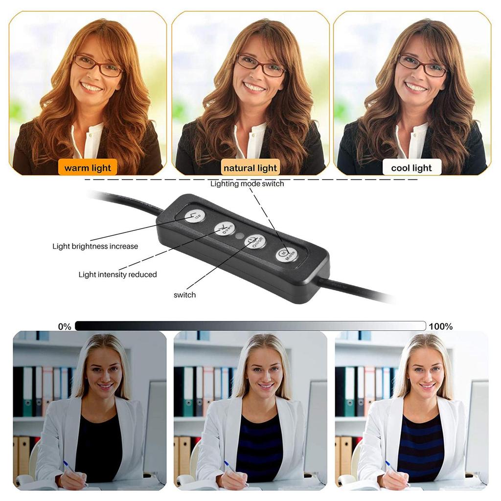 Clip On Ring Light with Clamp Mount for Laptop Video Conference Portable 4 Inch Zoom Light