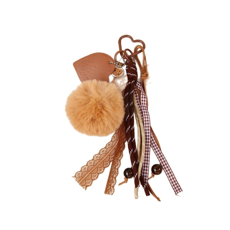 

Braided Rope Keychain Heart Plush Ball Bag Pendant Charm Fashion Backpack Accessories for Handbag,Purse Decorations Gift 1
