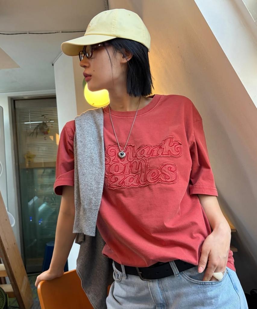 MARK GONZALES Mg Applique Pigment Short Sleeve T-Shirt - Red