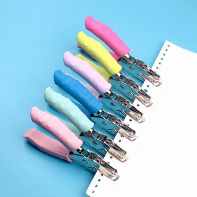Bright Colors Single Hole Punch with Ergonomic Silicone Handle Compact Kids Adults Paper Punch Office Supplies