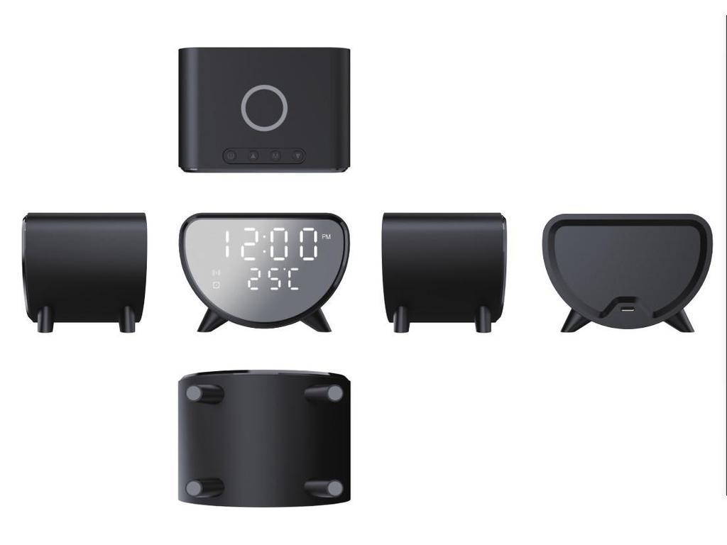 3-in-1 Wireless Charger & Alarm Clock with Thermometer - 15W Fast Charger for Apple Phones