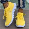 Summer Yellow Casual Shoes Women Flat Shoes Breathable Mesh Knit Sneakers Women Tennis Shoe Lightweight Running Shoes Woman Shoe