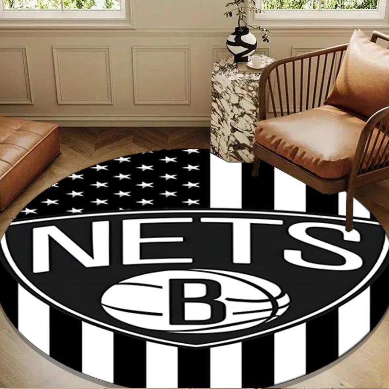 Brooklyn Basketball Team Round Rug for Livingroom,Bedroom, Palyroom, Chair Rug, Area Rug, Circle Carpet, Large Size Decor Fan Christmas Gift