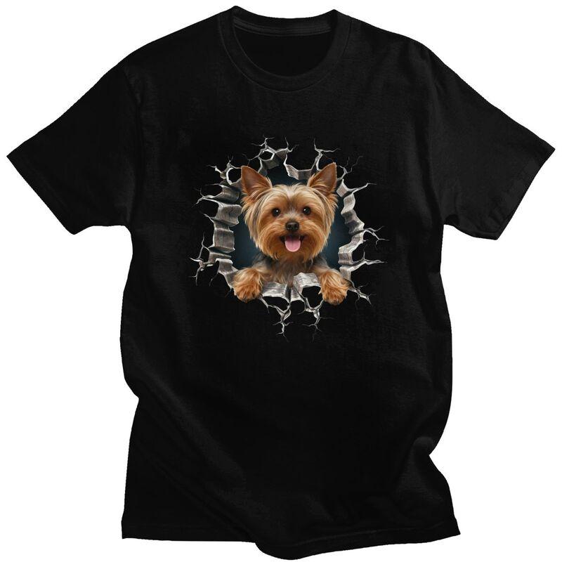 Cool Breaking Through Yorkshire Terrier T Shirt Men Pure Cotton Tshirt Leisure Yokie Dog Lover Tees Fashion Tshirt For Husband