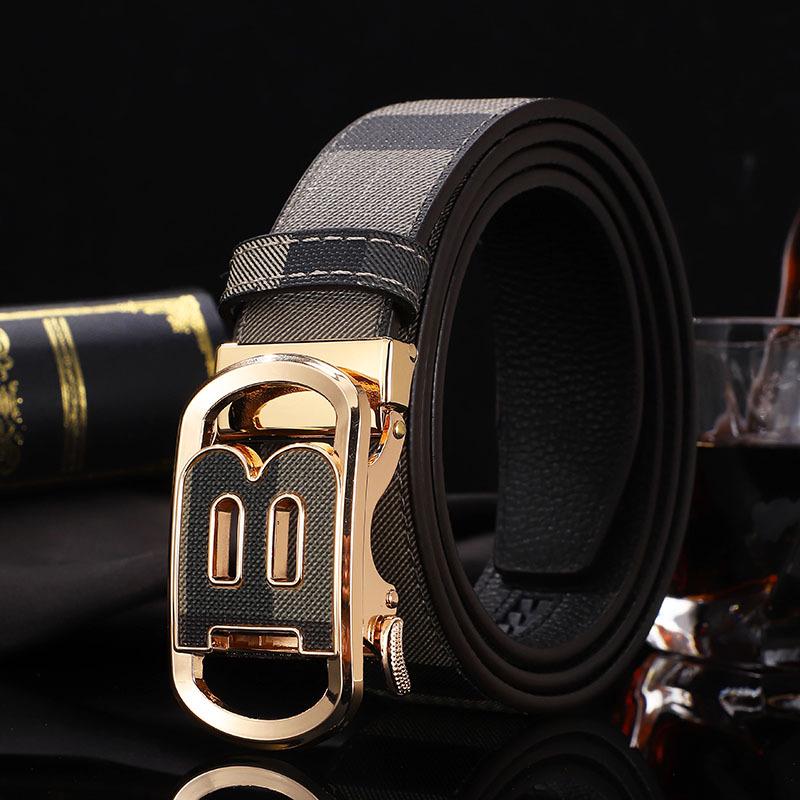 B Brand Men's Automatic Embossed Leather Belt - Versatile Business Style